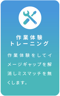 作業体験トレーニング 作業体験をしてイメージギャップを解消しミスマッチを無くします。